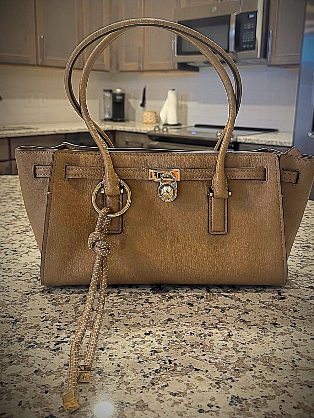 Michael Kors Hamilton Moderne Leather Satchel with Gold Hardware